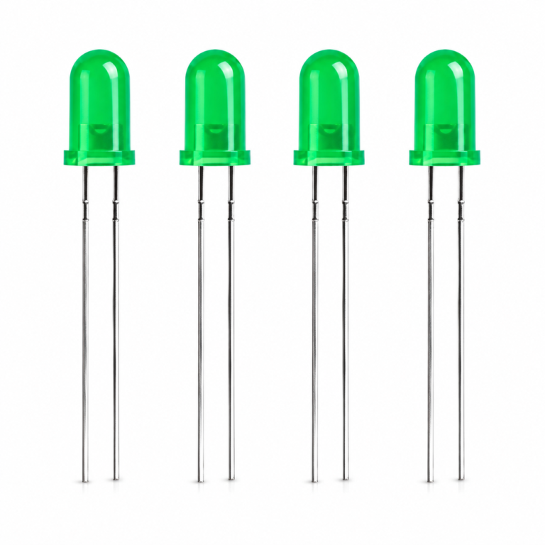 Green LED Diode 5mm Through-Hole Electronic Component - vue principale et présentation du produit