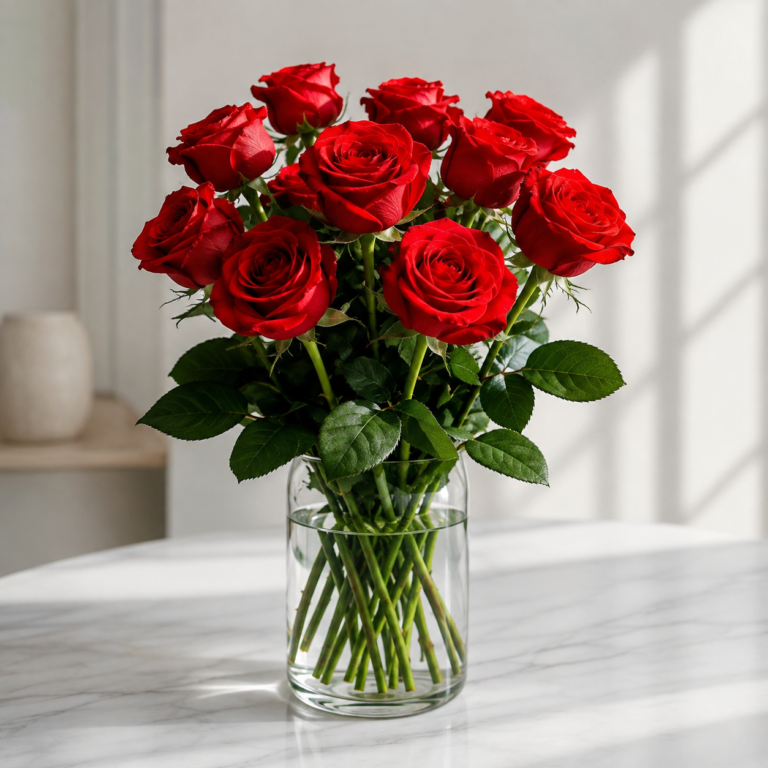 Pack de 2 Roses Rouges Artificielles Réalistes - vue principale et présentation du produit
