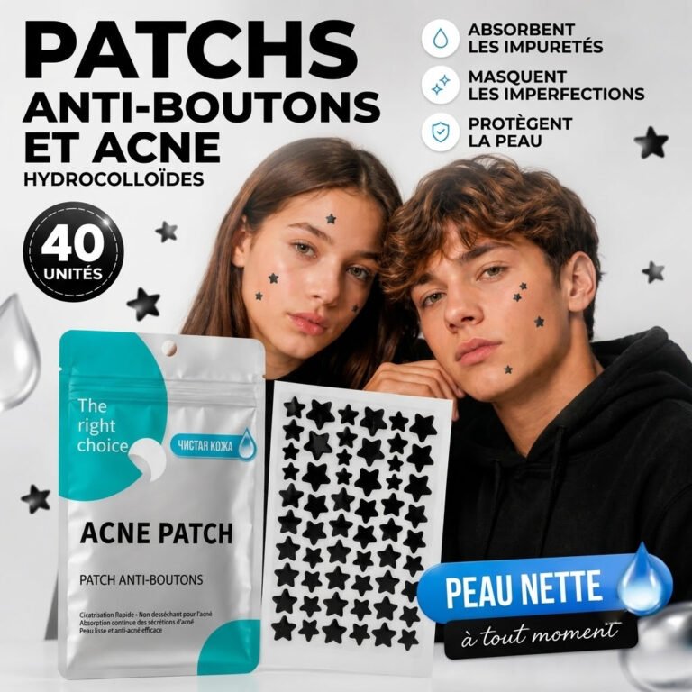 Patchs Anti-Boutons Étoiles Noires Hydrocolloïde - vue principale et présentation du produit