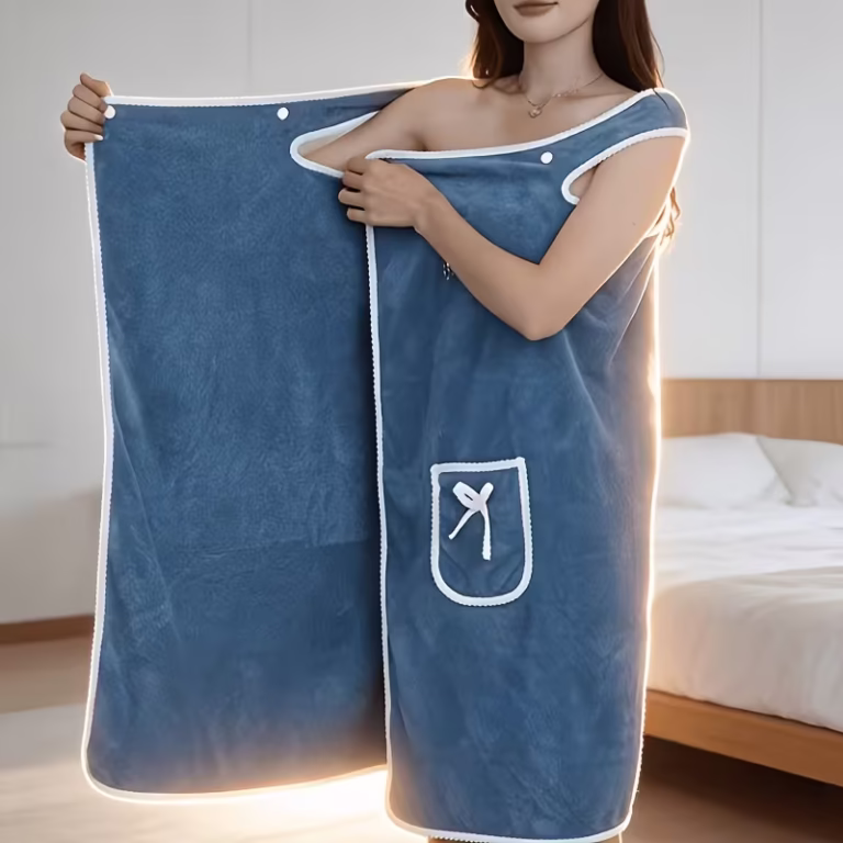 Robe de Bain Serviette Microfibre Femme - Peignoir Absorbant, Doux & Ajusta - 1piece.ma