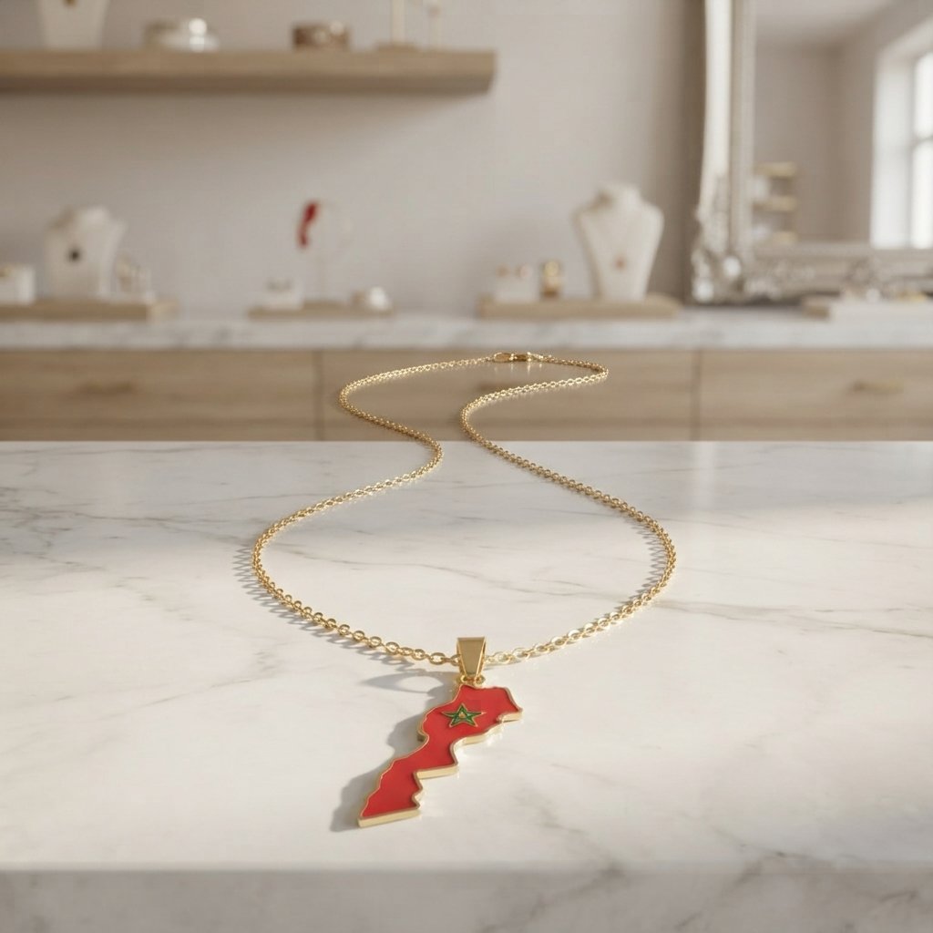 Collier Femme Doré en Acier Inoxydable - vue principale et présentation du produit