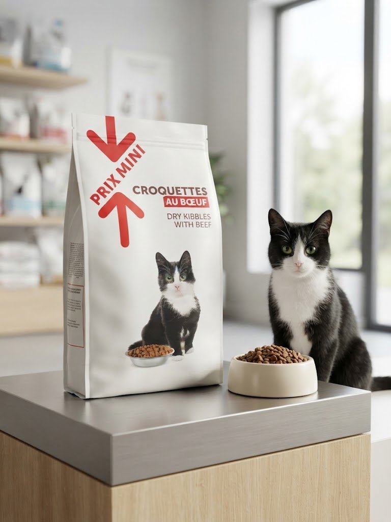 Croquettes au Bœuf pour Chat , 2 kgs - vue principale et présentation du produit