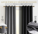 Set de 2 panneaux de rideaux opaques 2.40 x 1.40 m x(2 pièces) - accessoires inclus et fonctionnalités