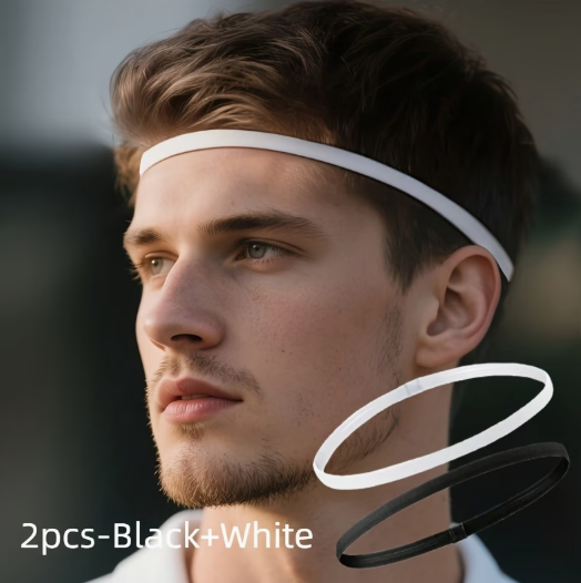 Lot de 2 Bandeaux Noir et Blanc pour Fitness et Course - vue principale et présentation du produit
