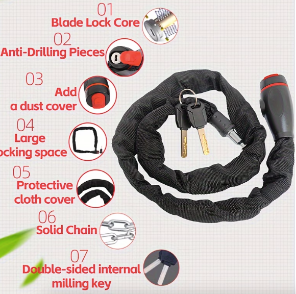 Antivol Chaîne Renforcé avec Housse de Protection - vue principale et présentation du produit
