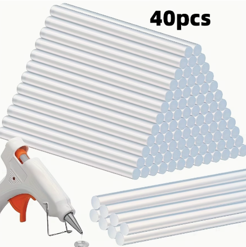 Lot de 40 Bâtonnets de Colle Thermofusible Transparente - vue principale et présentation du produit