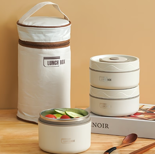 2 Boîte à Lunch Isolée en Acier Inoxydable + 1 Sac Isolant - vue principale et présentation du produit