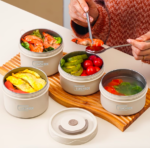 3 Boîte à Lunch Isolée en Acier Inoxydable + 1 Sac Isolant - vue détaillée et finitions de qualité