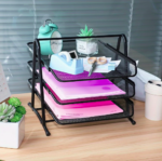 Organisateur de Bureau 3 Niveaux en Métal - accessoires inclus et fonctionnalités