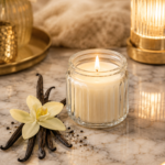 Bougie Parfumée Vanille dans Verre - vue principale et présentation du produit