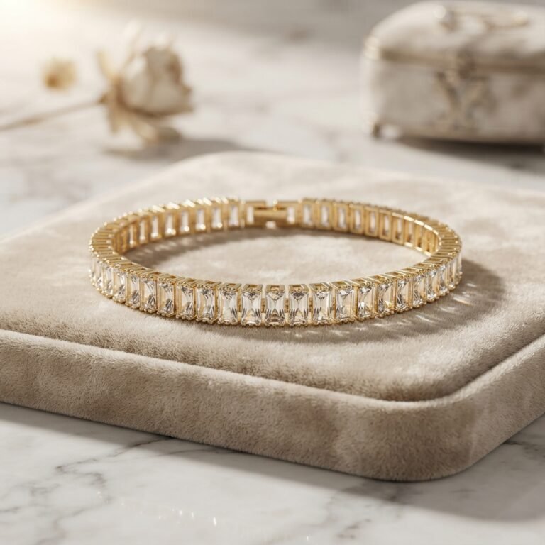 Bracelet Femme Doré Élégant avec Strass - vue principale et présentation du produit