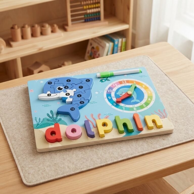 Puzzle en Bois Dauphin pour Enfant - vue principale et présentation du produit