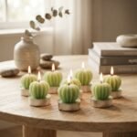 Lot de 4 Bougies Décoratives en Forme de Plante Succulente - vue détaillée et finitions de qualité