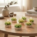 Lot de 4 Bougies Décoratives en Forme de Plante Succulente - vue complémentaire 6