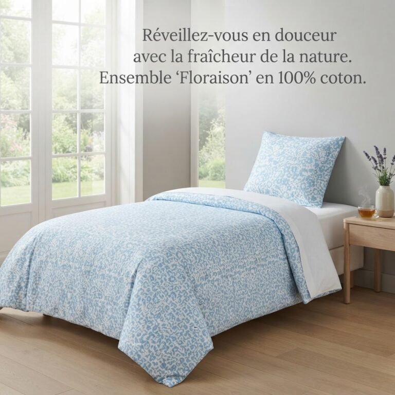 Parure de Lit Simple 150x200 cm en Coton - vue principale et présentation du produit