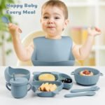 Set de Vaisselle 8 Pièces en Silicone Alimentaire pour Enfants
