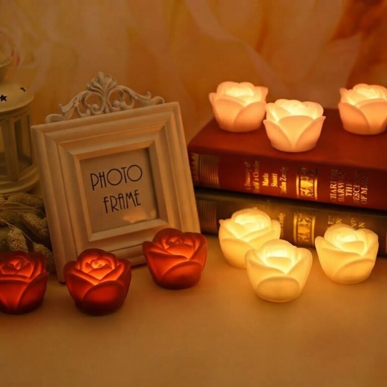 lot de 12 Veilleuses LED 3D Rose - vue principale et présentation du produit
