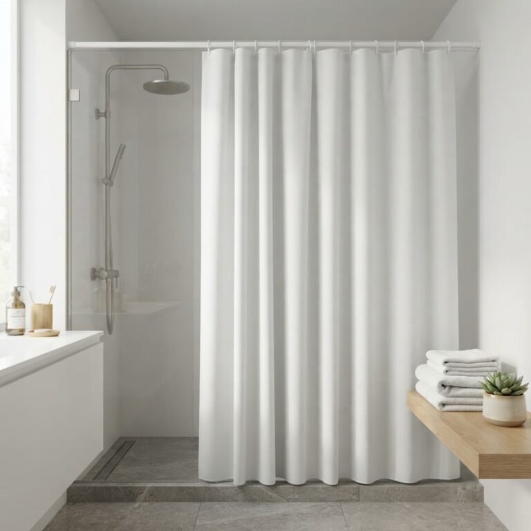 Rideau de Douche Blanc 200 × 180 cm - vue principale et présentation du produit