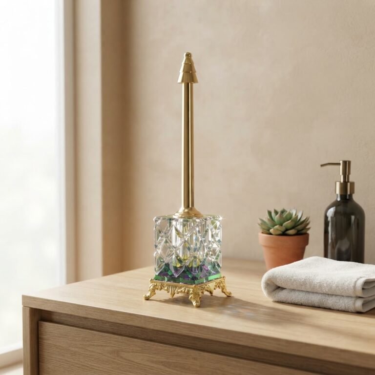 Porte-Encens Décoratif Doré avec Base en Cristal - vue principale et présentation du produit