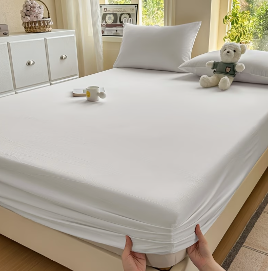 Drap-Housse Blanc 160x200 cm en Coton - vue principale et présentation du produit