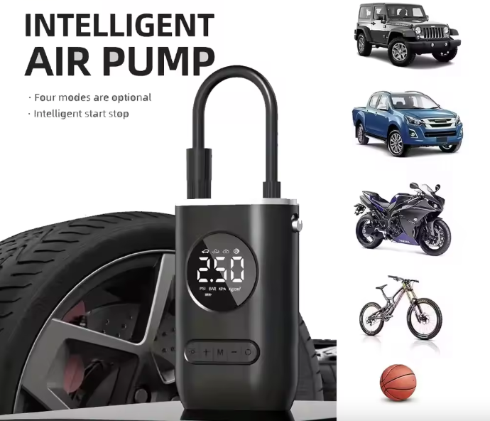 Compresseur d'air voiture portable intelligent avec écran digital et arrêt automatique