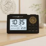 Horloge de prière musulmane automatique Al-Harameen HA-3006 noire et dorée